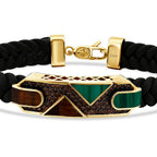 Gold, Brown, and Green Stone Black Men's Bracelet