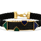 Gold Navy Blue and Green Stone Black Men's Bracelet