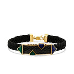 Gold Navy Blue and Green Stone Black Men's Bracelet