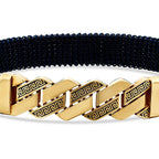 Gold Meander Pattern Navy Blue Men's Bracelet