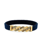 Gold Meander Pattern Navy Blue Men's Bracelet