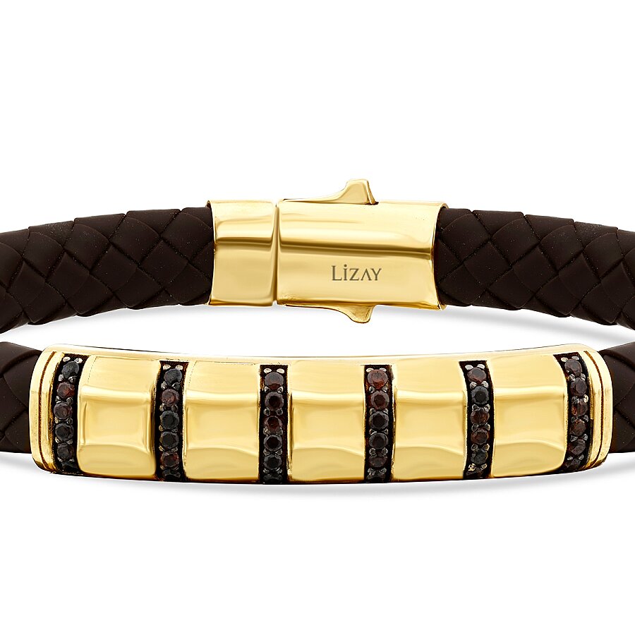 Gold Black Stone Detailed Men's Bracelet