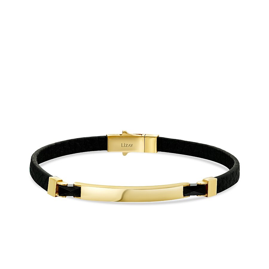 Gold Onyx Stone Men's Bracelet
