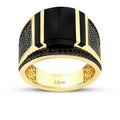 Gold Onyx Men’s Ring with Black Accents