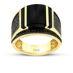 Gold Onyx Men’s Ring with Black Accents