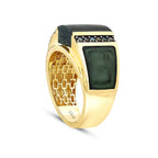 Gold Green Mother-of-Pearl Enamel Men’s Ring