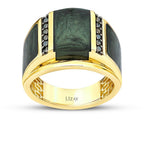Gold Green Mother-of-Pearl Enamel Men’s Ring