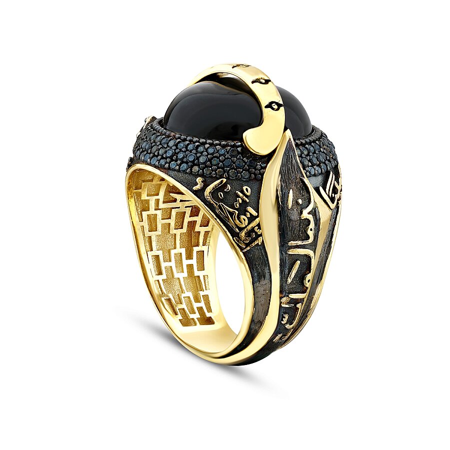 Gold Onyx Ottoman Seal Men's Ring