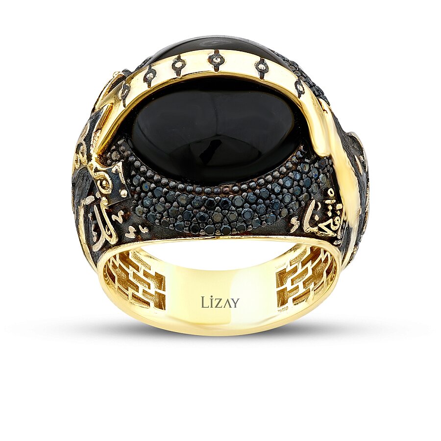 Gold Onyx Ottoman Seal Men's Ring