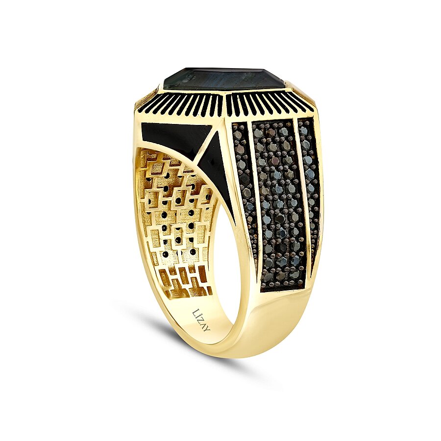 Gold Labradorite Geometric Ring