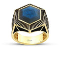 Gold Labradorite Geometric Ring