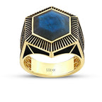 Gold Labradorite Geometric Ring