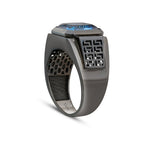 Gold Blue Onyx Black Stone Men's Ring