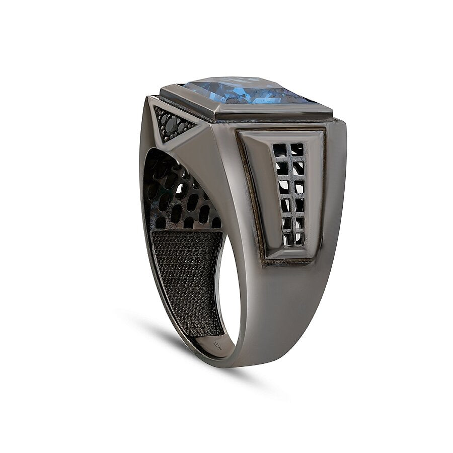 Gold Blue Onyx Black Men's Ring