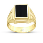Gold Onyx Square Men's Ring