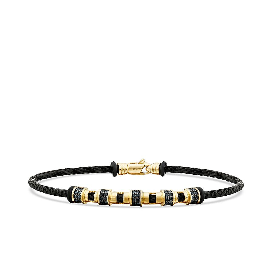 Gold Onyx Black Stone Men's Bracelet