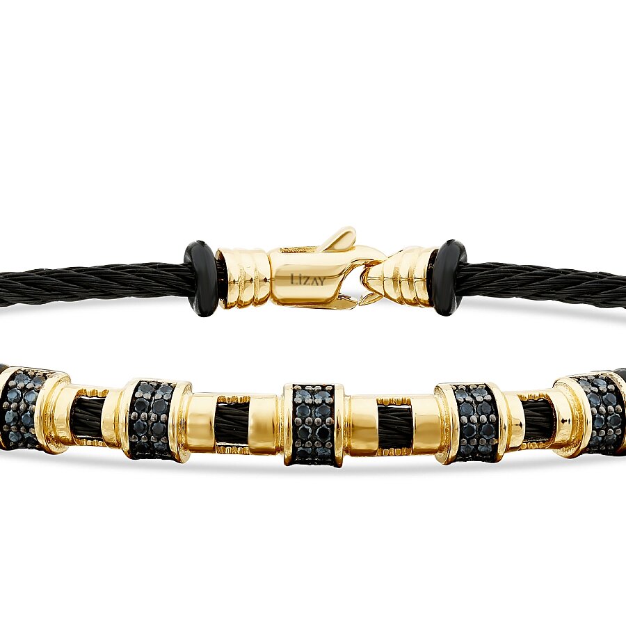 Gold Onyx Black Stone Men's Bracelet