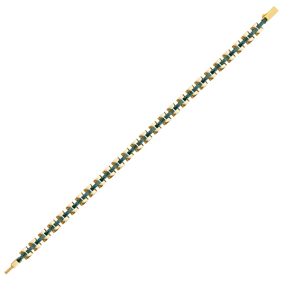 Gold Green Enamel Men's Bracelet