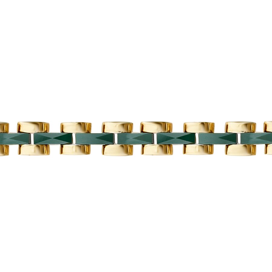 Gold Green Enamel Men's Bracelet