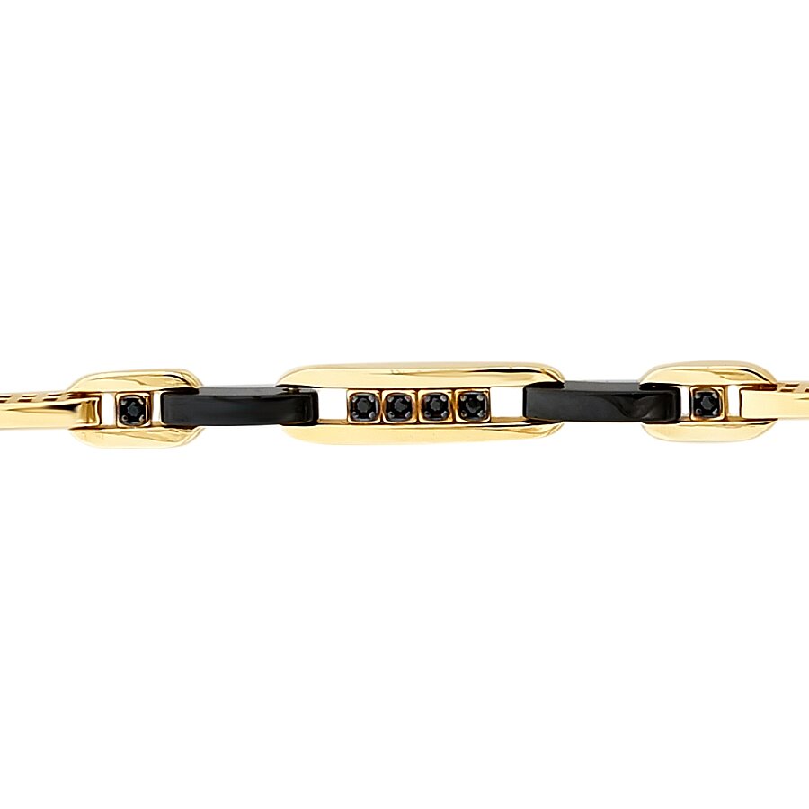 Gold Onxy Stone Detailed Men's Chain Bracelet