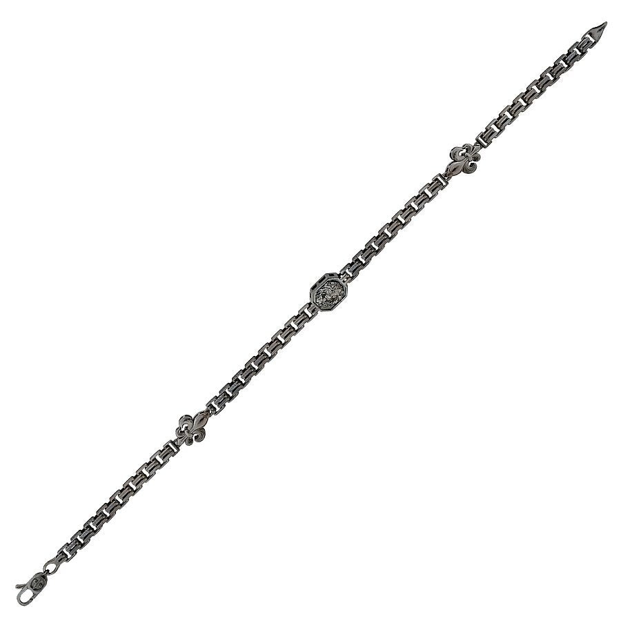 Gold Lion Motif Black Men's Bracelet