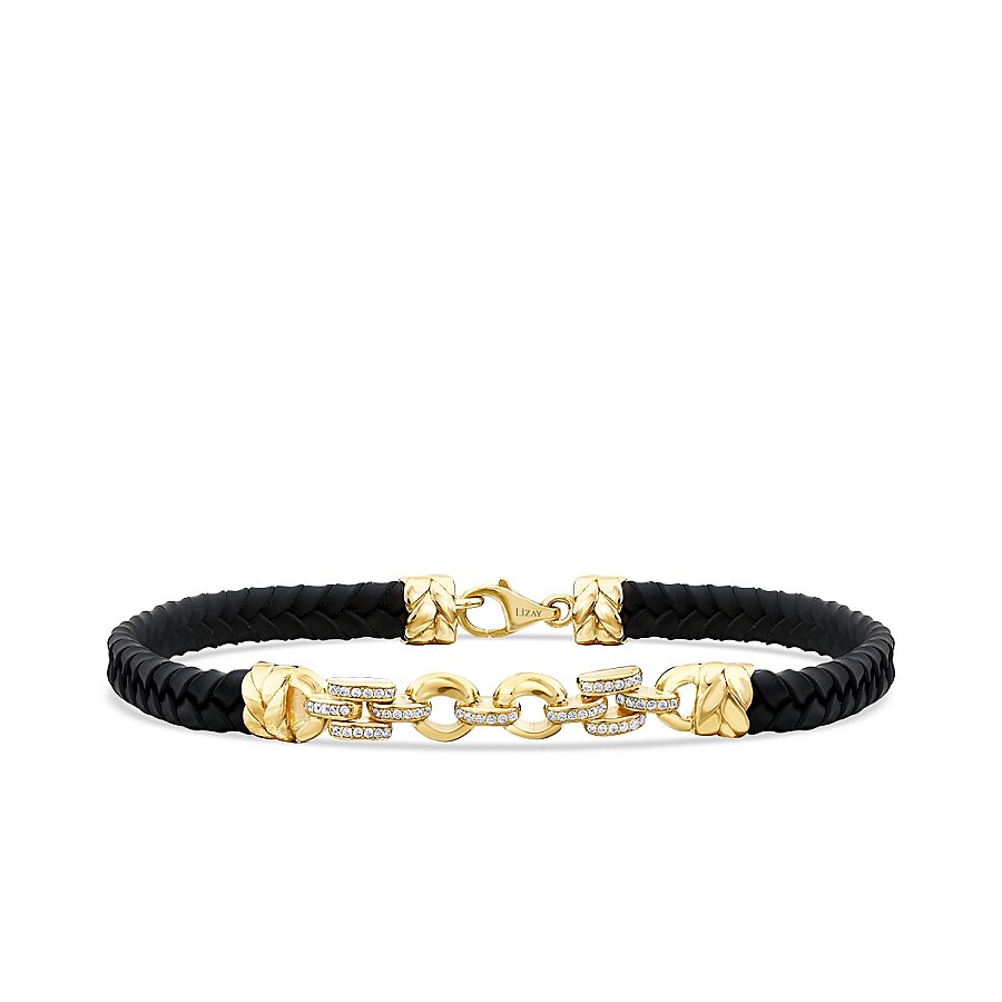 Gold Men's Chain Detailed Stone Bracelet
