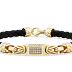 Gold Stone Rectangular Detailed Men's Bracelet
