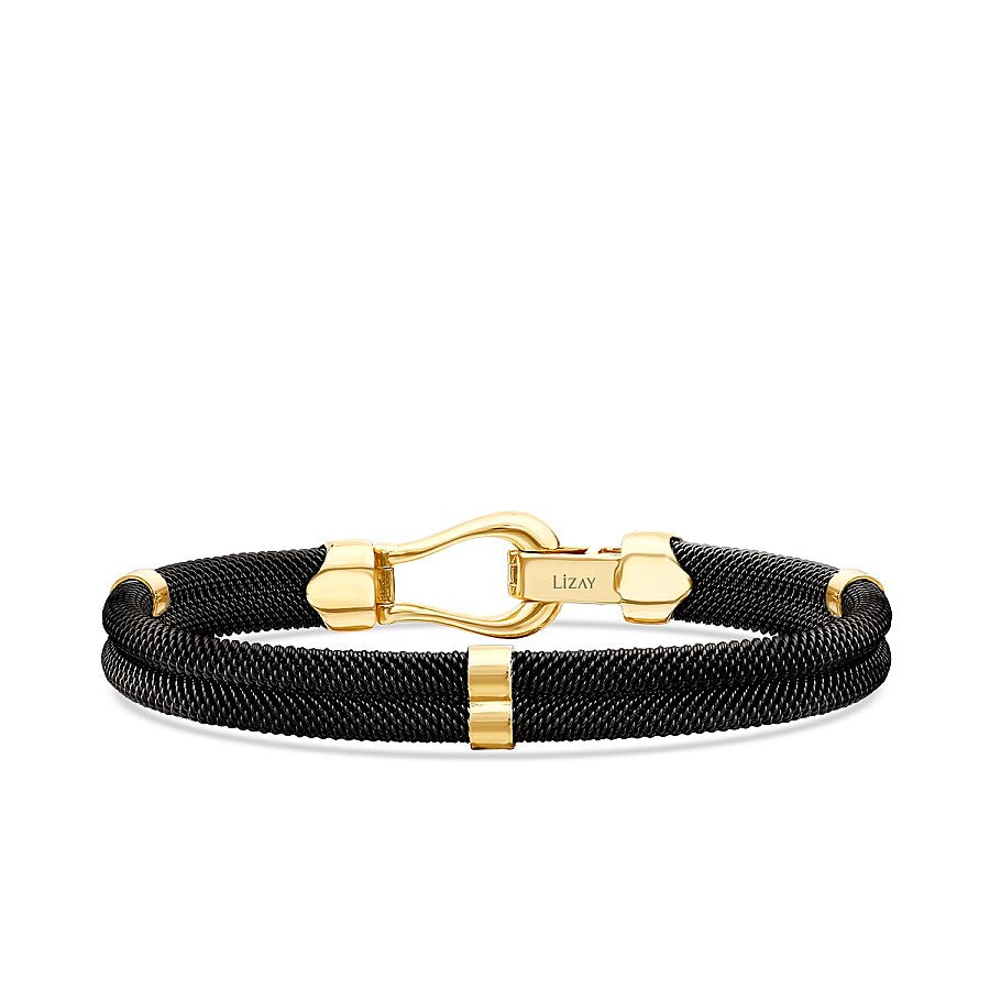Gold Round Detailed Men's Bracelet