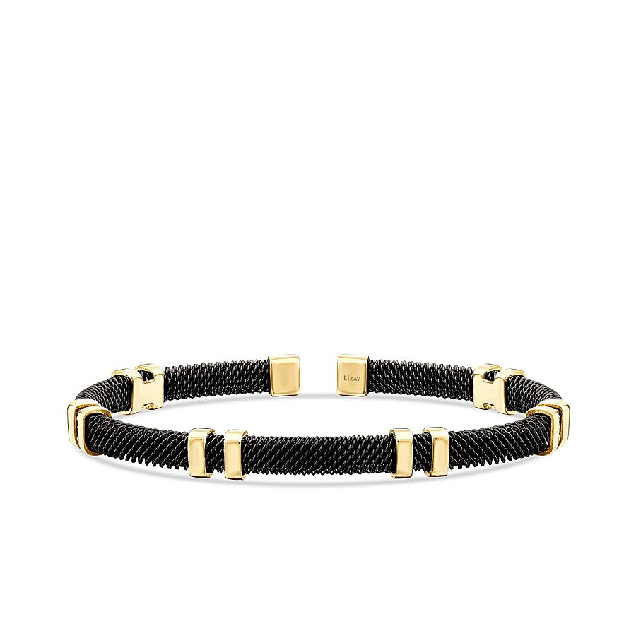 Gold Detailed Black Men's Bracelet