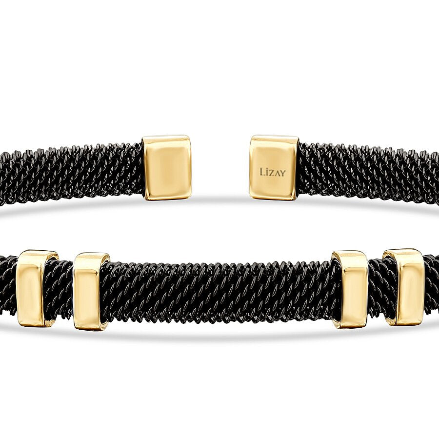 Gold Detailed Black Men's Bracelet