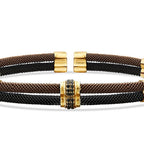 Gold Double Row Stone Detailed Men's Bracelet