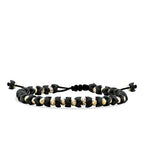 Gold Bead Detailed Black Men's Bracelet