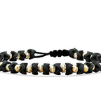 Gold Bead Detailed Black Men's Bracelet