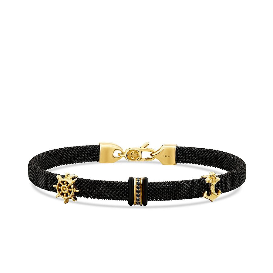 Gold Anchor and Rudder Detailed Men's Bracelet