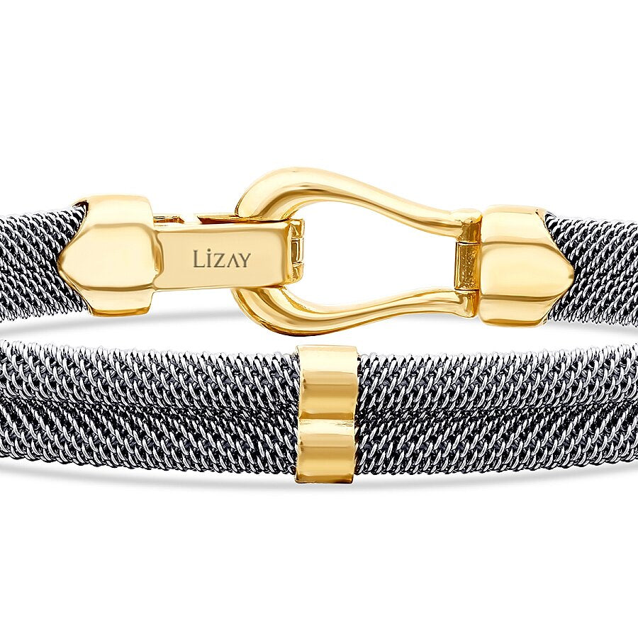 Gold Clasp Round Detailed Men's Bracelet
