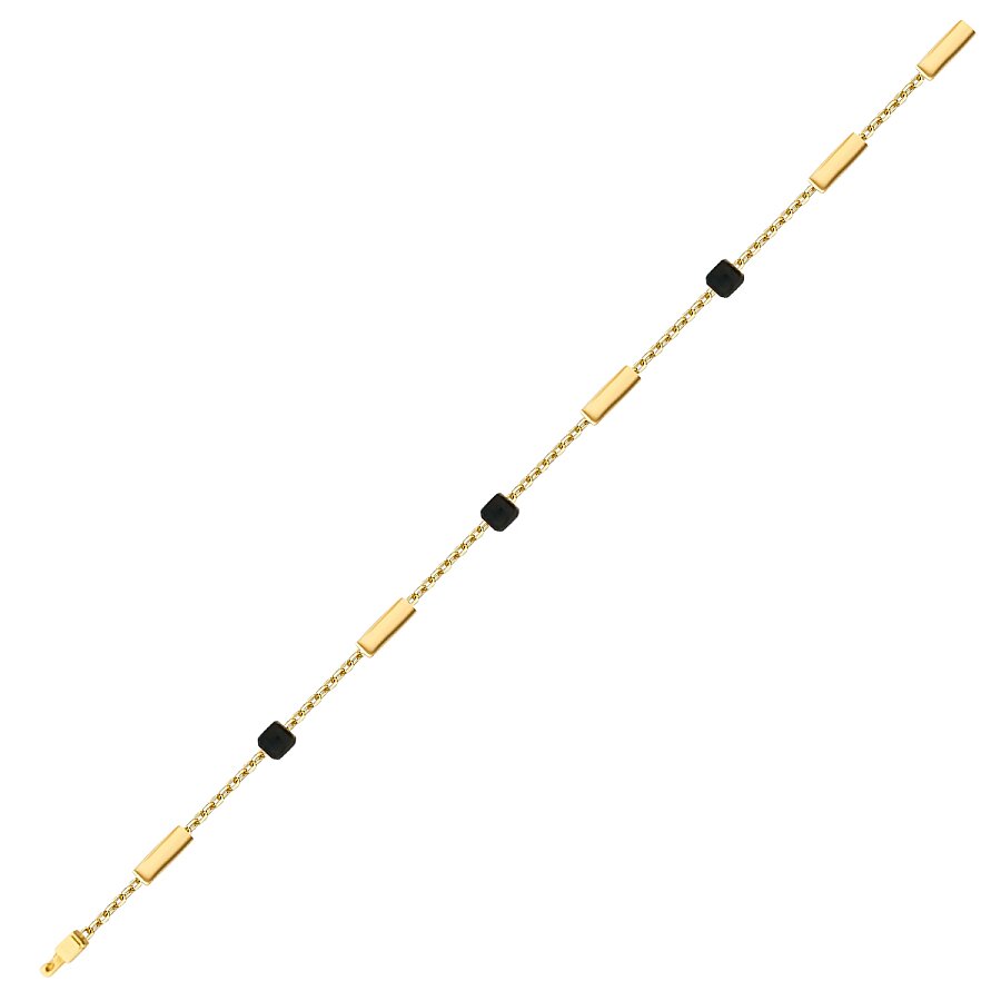 Gold Black Square Detailed Men's Bracelet