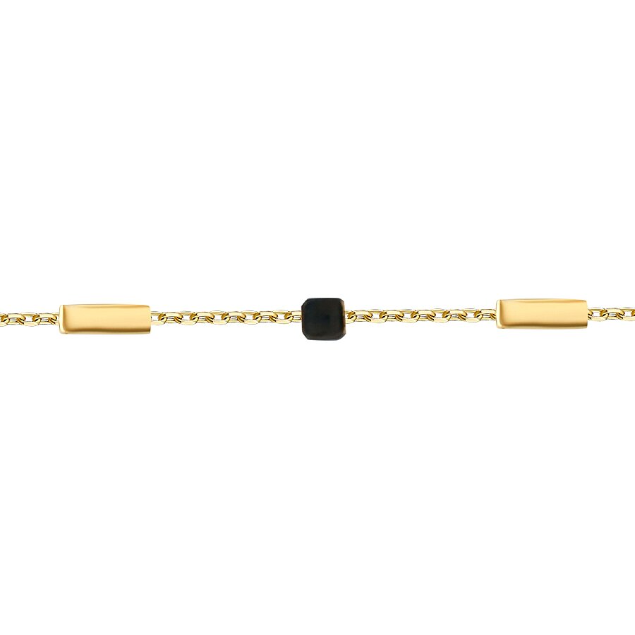 Gold Black Square Detailed Men's Bracelet