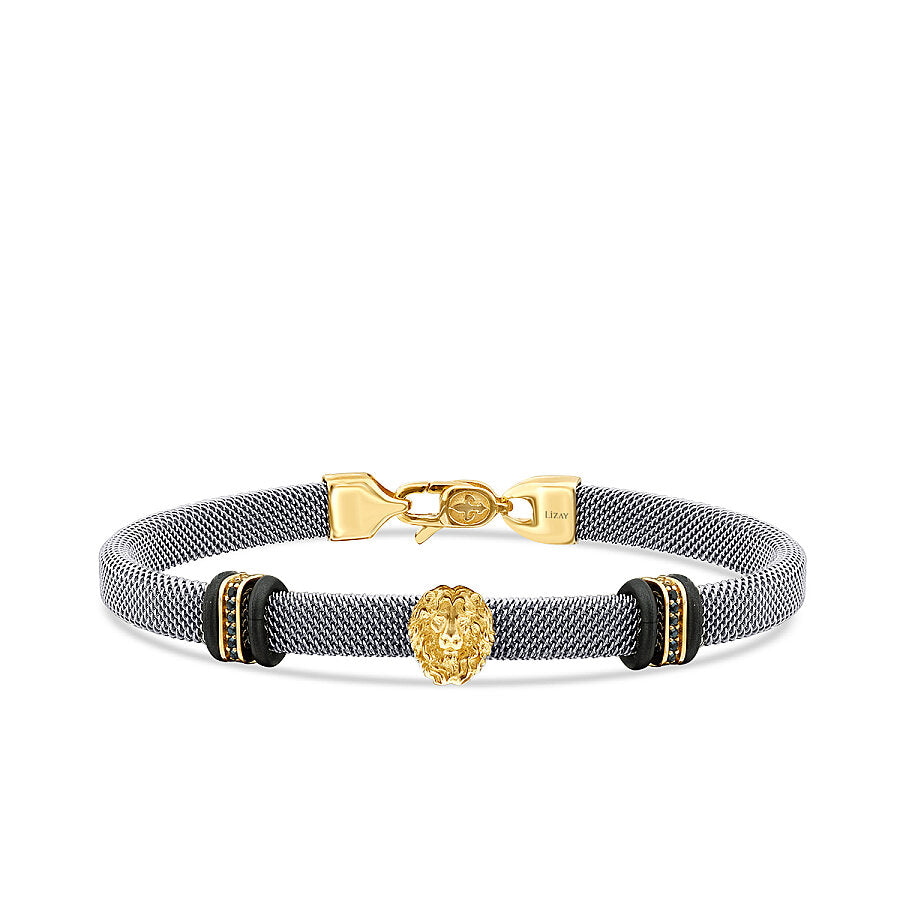 Gold Lion Figurine Men's Bracelet