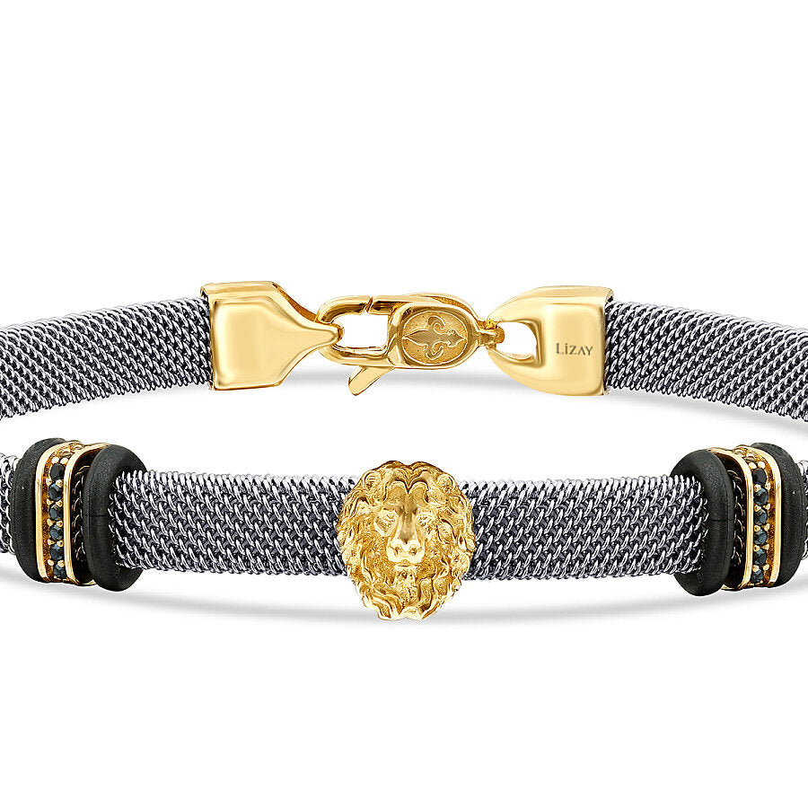 Gold Lion Figurine Men's Bracelet