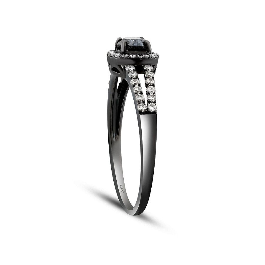 0,58 Carat Diamond Black Stone Ring