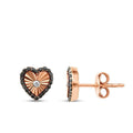 0,26 Carat Diamond Black Stone Heart Earring