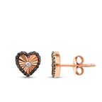 0,26 Carat Diamond Black Stone Heart Earring
