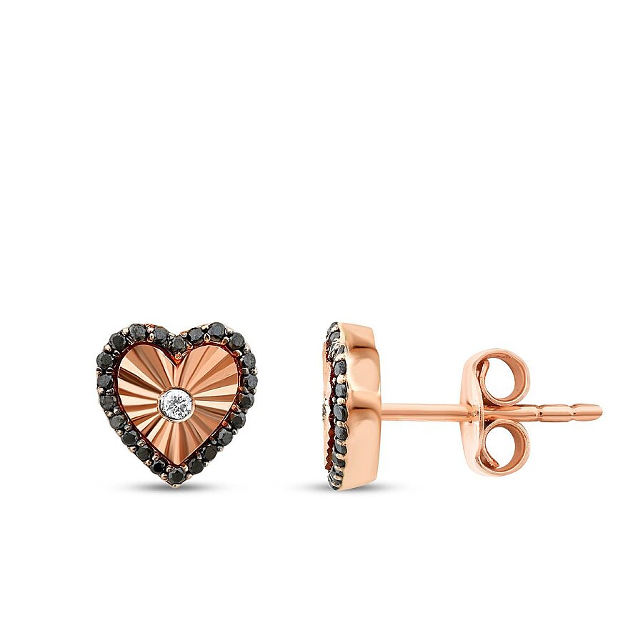 0,26 Carat Diamond Black Stone Heart Earring