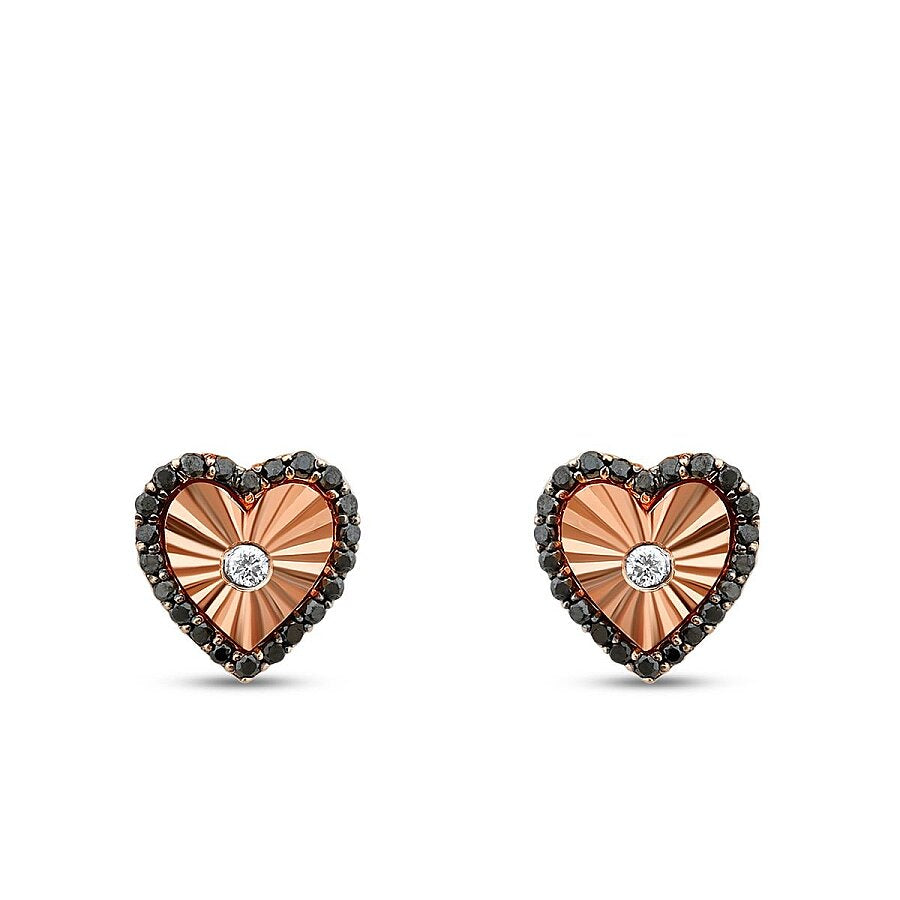 0,26 Carat Diamond Black Stone Heart Earring