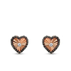 0,26 Carat Diamond Black Stone Heart Earring