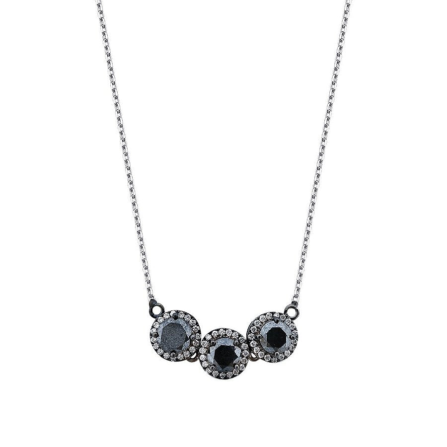 1,23 Carat Diamond Black Stone Necklace