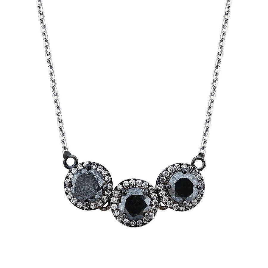 1,23 Carat Diamond Black Stone Necklace