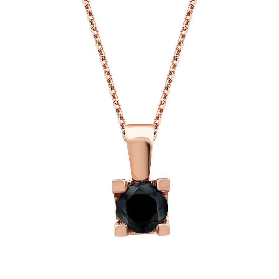 0,23 Carat Black Stone Solitaire Necklace