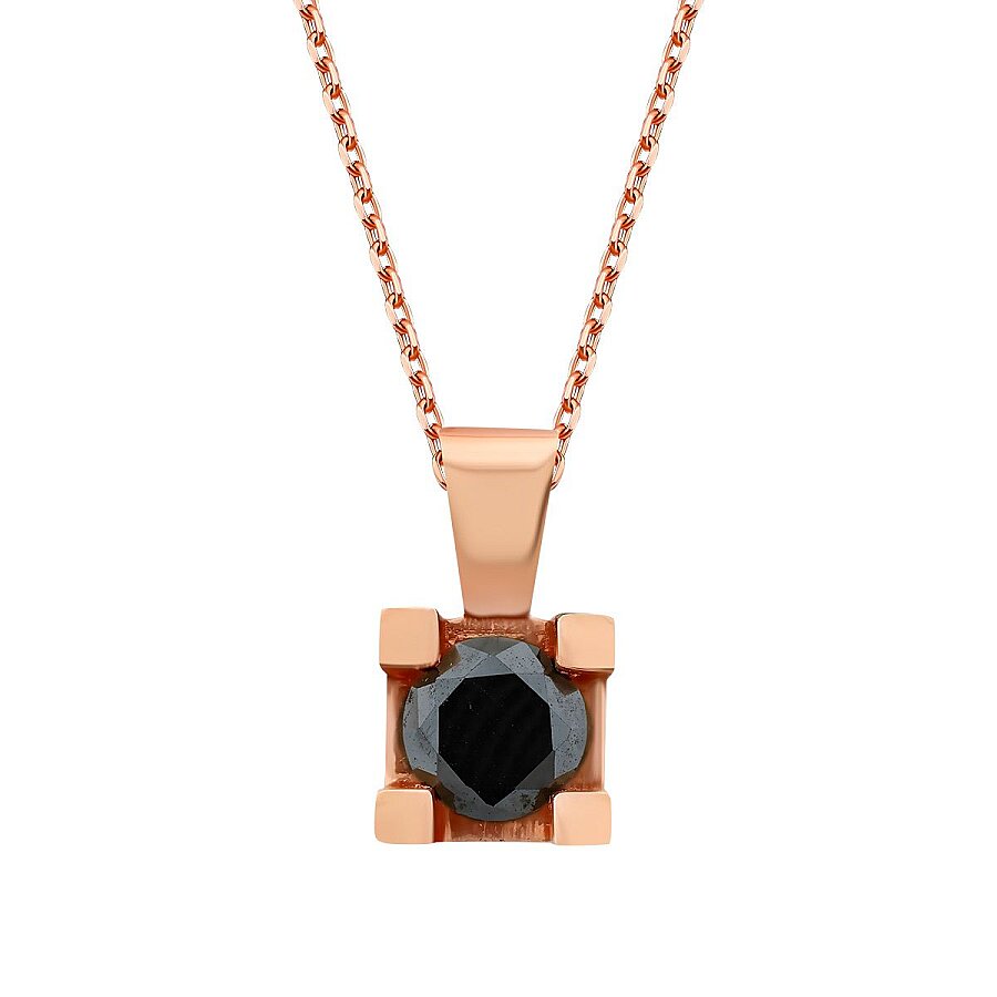 0,46 Carat Black Stone Solitaire Necklace