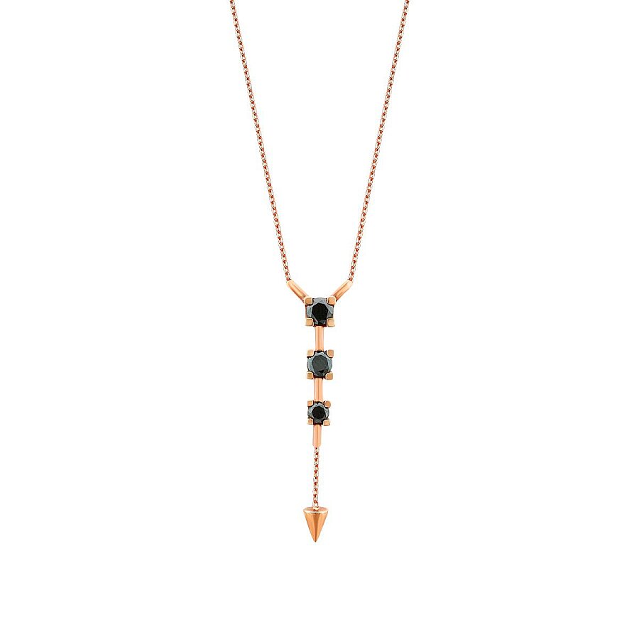 0,59 Carat Black Stone Dangle Necklace